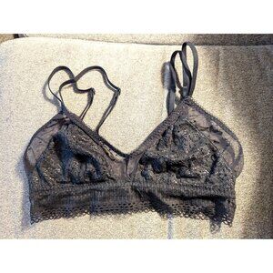 Victorias Secret Black Lace & Mesh Bralette With Adjustable Straps Hook Closure